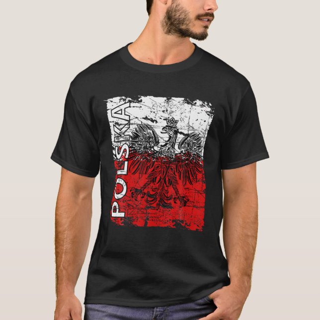 Polska Poland Coat Of Arms Eagle Men's T-Shirt (Front)