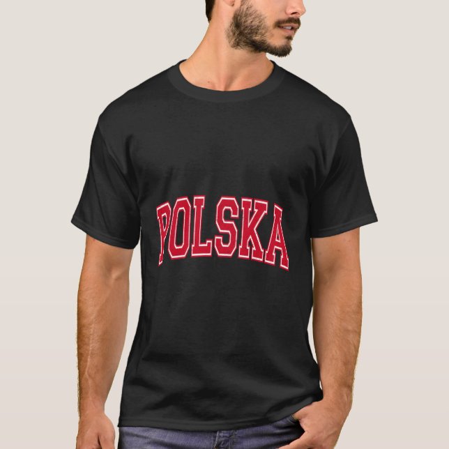 Polska Poland Varsity Style Sports Athletic Jersey T-Shirt (Front)