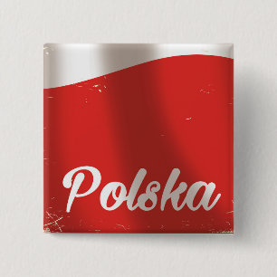 Polska, Poland vintage travel poster 15 Cm Square Badge