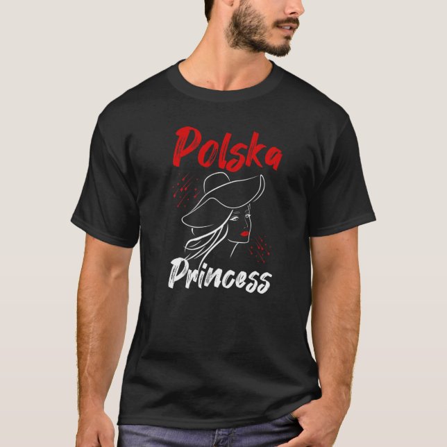 Polska Princess Polish Girl Poland Red Lips Polish T-Shirt (Front)