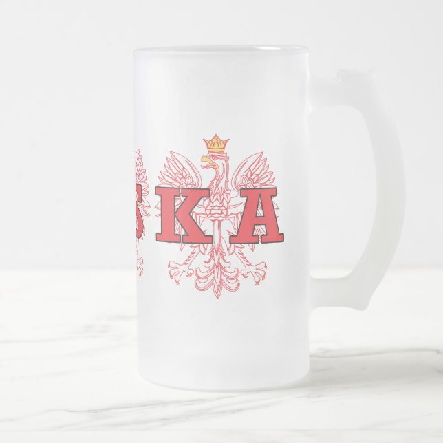 Polska Red Eagles Frosted Glass Beer Mug (Right)