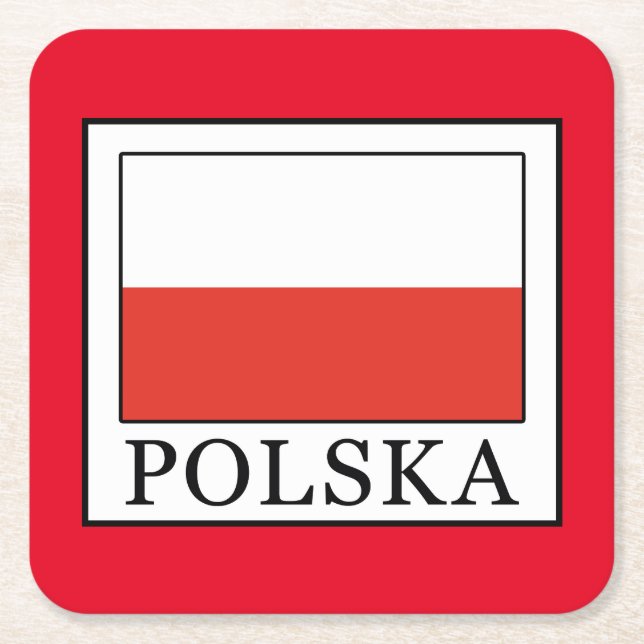 Polska Square Paper Coaster (Front)