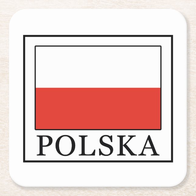 Polska Square Paper Coaster (Front)