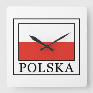 Polska Square Wall Clock