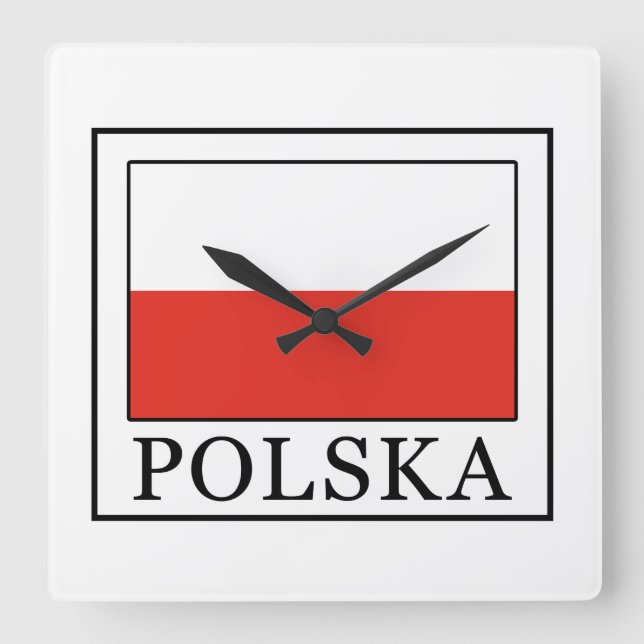 Polska Square Wall Clock (Front)