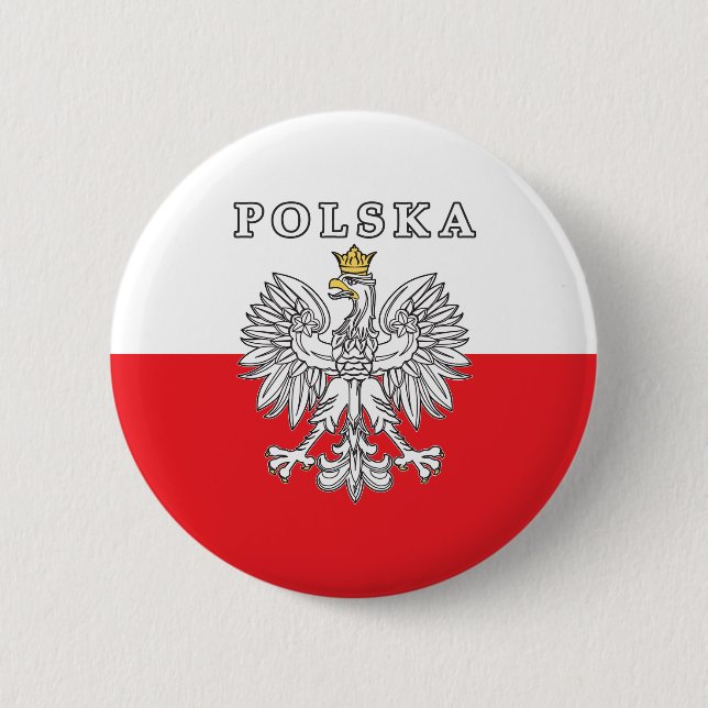 Polska With Polish Eagle 6 Cm Round Badge (Front)
