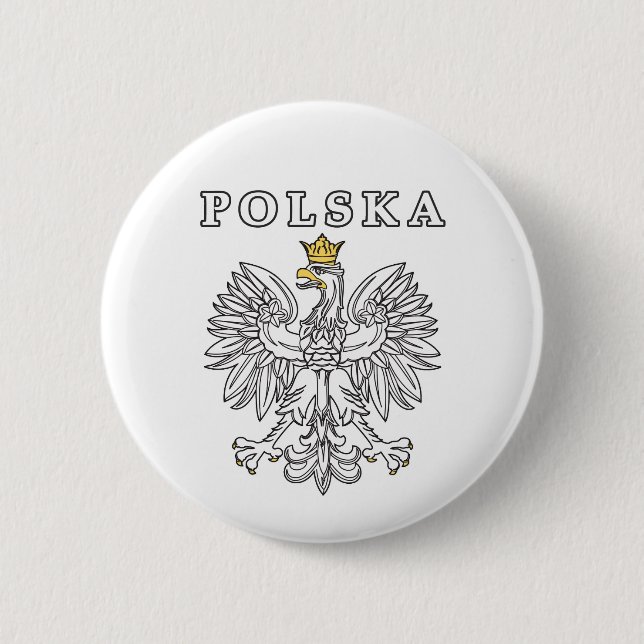 Polska With Polish Eagle 6 Cm Round Badge (Front)