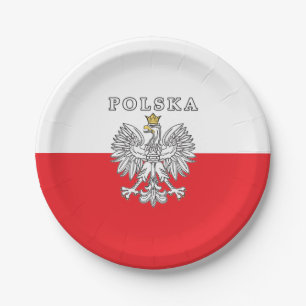 Polska With Polish Eagle Paper Plate