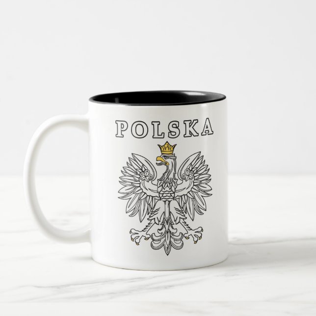 Polska With Polish Eagle Two-Tone Coffee Mug (Left)