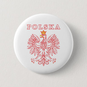 Polska With Red Polish Eagle 6 Cm Round Badge