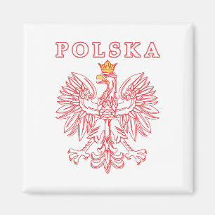 Polska With Red Polish Eagle Magnet