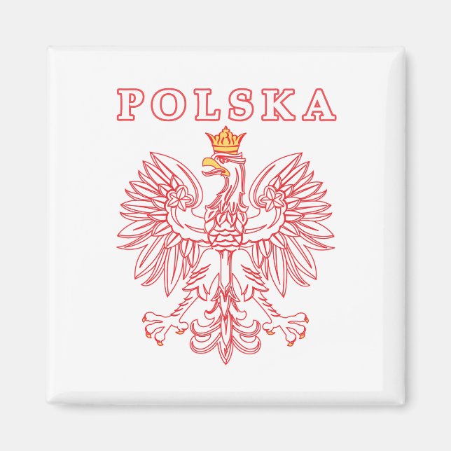 Polska With Red Polish Eagle Magnet (Front)