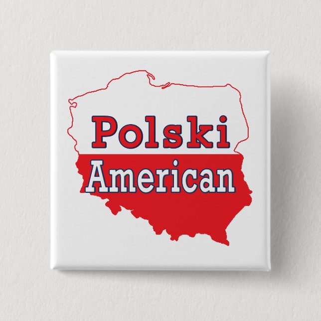 Polski American Map 15 Cm Square Badge (Front)