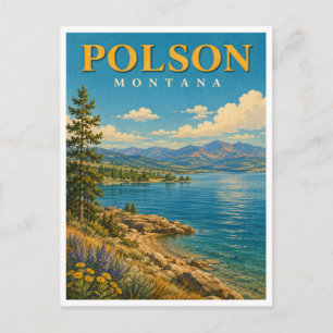 Polson Montana Flathead Lake GeoSaga Postcard