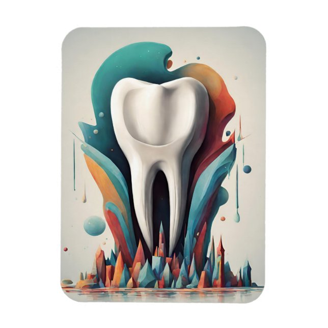 Poly chromatic Tooth Art Magnet (Vertical)