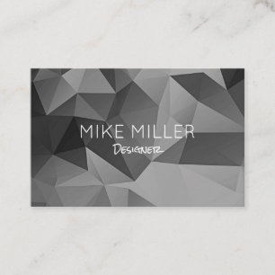 Poly Geometric Angles Grey Modern Cool Business Card