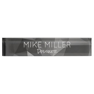 Poly Geometric NAME Designer Architect Office Nameplate