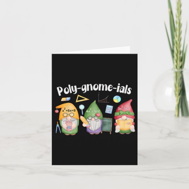 Poly-gnome-ials Gnomes Math Algebra Teacher Back T Card (Front)