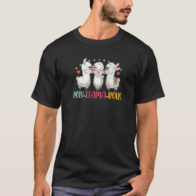 Poly Llama Rous Polyamory Pride Llama T-Shirt (Front)