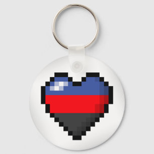 Polyamorous Pixel Heart Key Ring