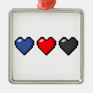 Polyamorous Pixel Hearts Metal Tree Decoration