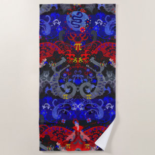 Polyamory Dragon Damask in Poly Pride Flag Colours Beach Towel