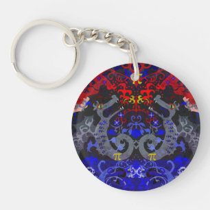 Polyamory Dragon Damask in Poly Pride Flag Colours Key Ring
