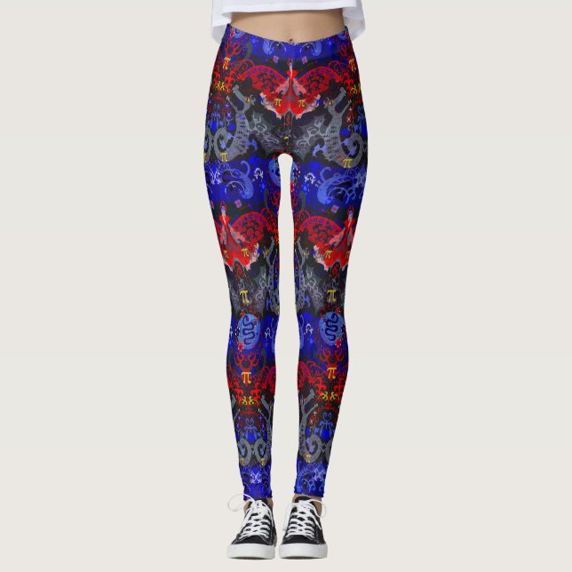 Polyamory Dragon Damask in Poly Pride Flag Colours Leggings (Front)