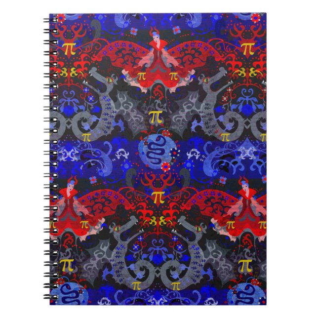 Polyamory Dragon Damask in Poly Pride Flag Colours Notebook (Front)
