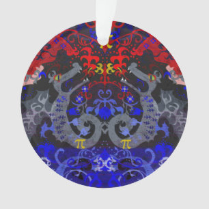 Polyamory Dragon Damask in Poly Pride Flag Colours Ornament