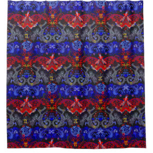 Polyamory Dragon Damask in Poly Pride Flag Colours Shower Curtain