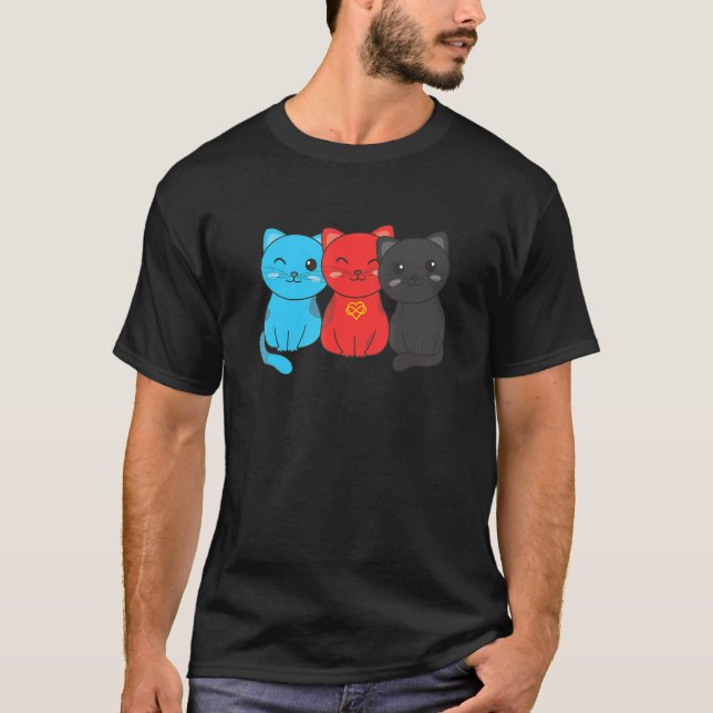 Polyamory Flag Pride LGBTQ Cats Polyamory cat 1 T-Shirt (Front)