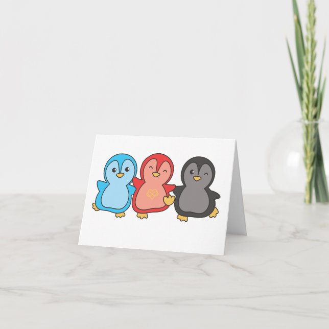 Polyamory Flag Pride Lgbtq Cute Penguin Thank You Card (Front)
