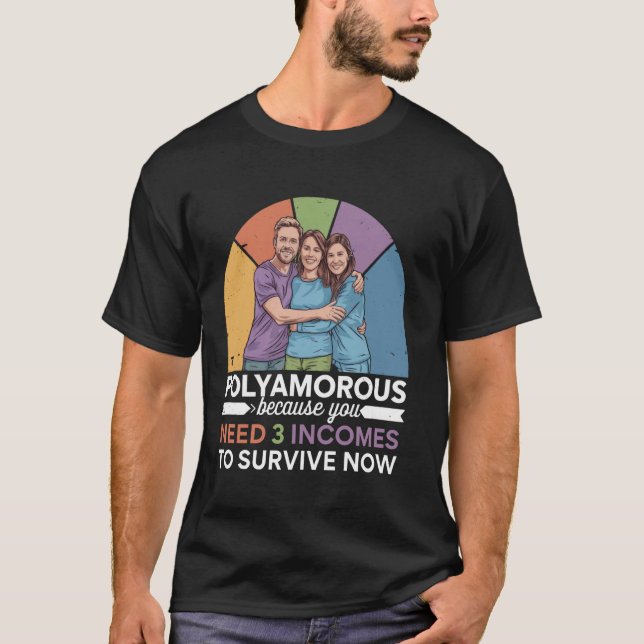 Polyamory Pride Funny Polyamorous Throuple Gay Rel T-Shirt (Front)