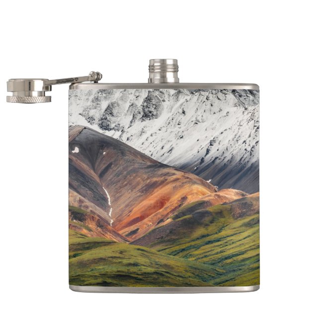 Polychrome mountain, Denali NP, Alaska Hip Flask (Opened)