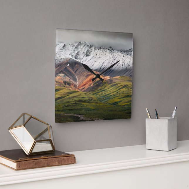 Polychrome mountain, Denali NP, Alaska Square Wall Clock (Office)