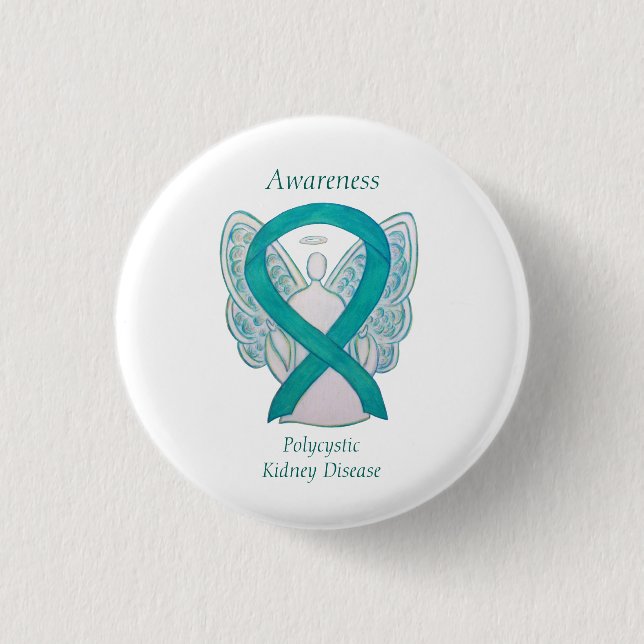 Polycystic Kidney Disease Awareness Angel Art Pins (Front)