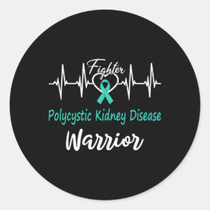 Polycystic Kidney Disease Pkd Warrior Heartbeat Fi Classic Round Sticker
