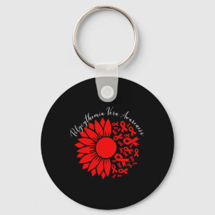 Polycythemia Vera Awareness Red Sunflower Mpn Bloo Key Ring