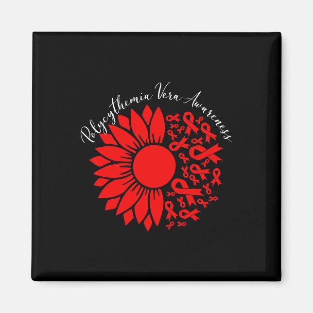 Polycythemia Vera Awareness Red Sunflower Mpn Bloo Magnet (Front)