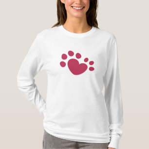 Polydactyl Cat Paw Print Heart T-Shirt