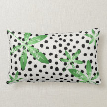 Polyester Throw Pillow, Polka Dot/Green Leaf