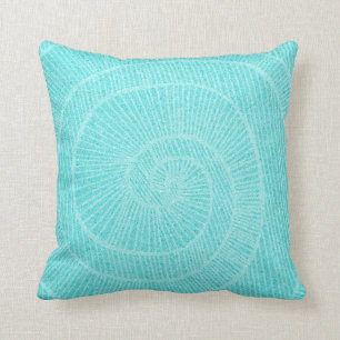 Polyester Throw Pillow - Seashell Aqua
