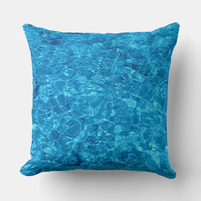 Polyester ThrowPillow 20" x 20" Beach Water Design (Front)