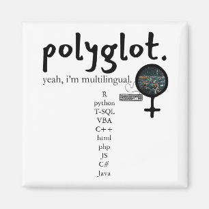 Polyglot Multilingual Customisable (Women in Tech) Magnet