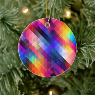 Polygon abstract colourful pattern ceramic tree decoration