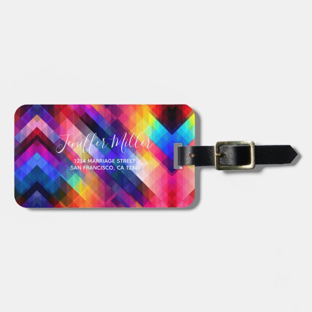 Polygon abstract colourful pattern                 luggage tag (Front Horizontal)