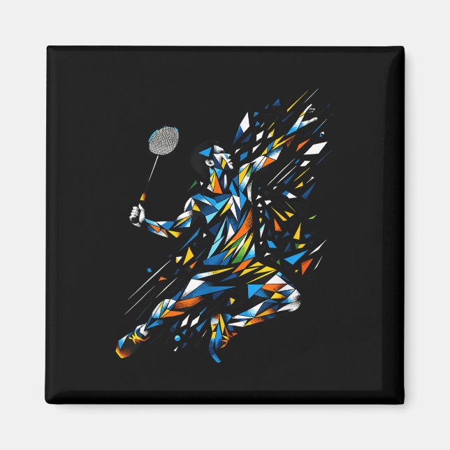 Polygon Art Badminton Player Shuttle Badmintoner  Magnet (Front)