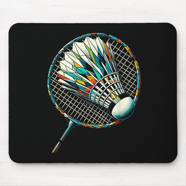Polygon Art Badminton Player Shuttle Badmintoner  Mouse Pad (Front)