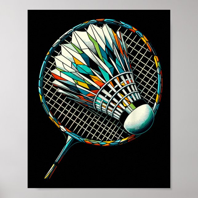 Polygon Art Badminton Player Shuttle Badmintoner  Poster (Front)